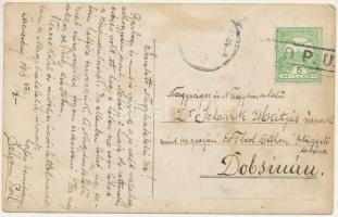 1913 Cserencsény, Cerencany (Rimaszombat, Rimavska Sobota); 9-es számú vasútállomás őrház bakterrel....