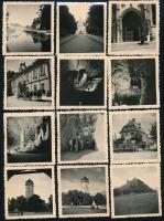 cca 1939 Felvidék visszatért, Radvány, Kassa, Rozsnyó, Losonc, Krasznahorka, 34 db fotó, 6,5×6,5 cm