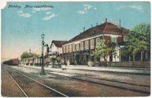 1918 Párkánynána, Párkány-Nána, Parkan, Stúrovo; vasútállomás, gőzmozdony, vonat / railway station, locomotive, train (EM)