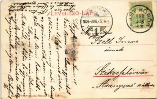 1908 Árvaváralja, Oravsky Podzámok (Magas-Tátra); vár és vasúti híd. Földes-féle Margit Creme reklám...