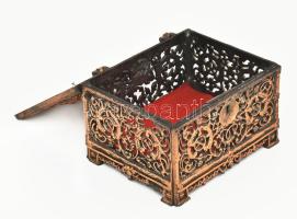 Régi bányász díszdoboz. Bronzírozott, kulcs nélkül, 18x15x12 cm