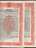 Ausztria 1930. "Az Osztrák Köztársaság Nemzetközi Szövetségi Kölcsöne" 7%-os kötvénye 500S...