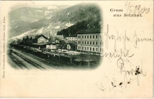 1900 Selzthal, Bahnhof. Maria Schweditsch / railway station, trains