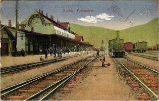 1914 Ruttka, Vrútky; pályaudvar, vasútállomás, gőzmozdony, vonatok / railway station, trains, locomotive (EK)