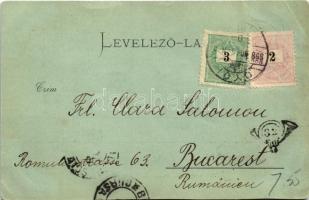 1898 (Vorläufer) Győr, Rába folyó, vasútállomás. Ehrenthál Ignác kiadása, Art Nouveau, floral (EB)