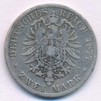 Német Államok / Bajorország 1877D 2M Ag "II. Lajos" T:F patina, kis ph
German States / Ba...