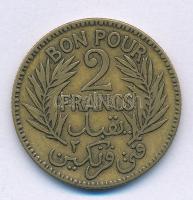 Tunézia 1924. 2Fr Al-bronz T:VF Tunisia 1924. 2 Francs Al-Bronze C:VF Krause KM#248