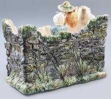 cca 1900/1910 Bernard Bloch jardiniere. Kézzel festett formába öntött porcelánfajansz, épületromban ...
