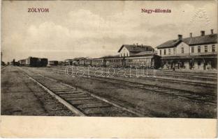 Zólyom, Zvolen; Nagy állomás, vasútállomás, vonatok / railway station, train (fl)