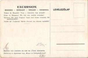 Utazgassunk Hazánk Földjén! A Magyar Királyi Államvasutak (MÁV) vasúti turisztikai reklám képeslapja...