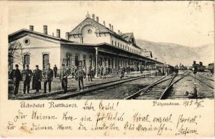 1905 Ruttka, Vrútky; Pályaudvar, vasútállomás, vonat / railway station, train (EK)