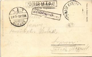 1903 Zagreb, Zágráb; Pogled na nadbiskupski dvor i stolnu crkvu / church + "ZÁGRÁB M.Á.P.U.&quo...