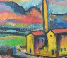 Márffy Ödön jelzéssel: Gyár látképe. Olaj, vászon, fakeretben. 34,5x45 cm