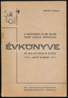 1942 A nagyváradi m. kir. állami Szent László gimnázium évkönyve az 1941-42. iskolai évről. Nagyvárad, 1942, Petőfi-ny., 1 t.+ 125+(3) p. Kiadói papírkötés, minimálisan sérült borítóval.