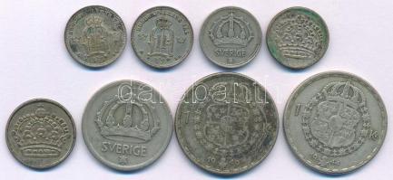 Svédország 1894-1969. 10ö Ag (4xklf) + 1944-1949. 1K Ag "V. Gusztáv" (2xklf) + 1945. 50ö A...