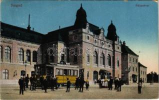 1916 Szeged, Pályaudvar, vasútállomás, villamos. Vasúti levelezőlapárusítás 74. sz. (EK)