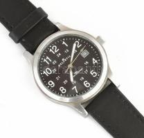 Helvetia karóra. Bőr szíjjal, kvarc, dátumkijelzéssel, számlap d: 30 mm