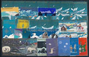 Dánia - Grönland 1974-1989 Karácsony 16 klf levélzáró tépésvariáció stecklapon