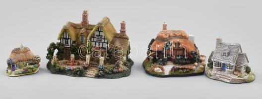 Lilliput Lane angol miniház kollekció, 4 db, festett bakelit, h: 5-15 cm