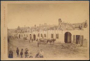 cca 1880 Sopron házsor bontása. M. Rupprecht kabinetfotója 17x11 cm / Oedenburg demolition of houses. Photo 17x11 cm