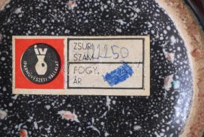 Erdélyi István: Retro váza. Iparművészeti Vállalat címkével, mázrepedéssel, m: 32,5 cm