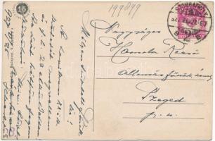 1927 Sopron, Déli Vasút pályaudvar, vasútállomás, gőzmozdony, vonat. Vasúti levelezőlapárusítás 3954...