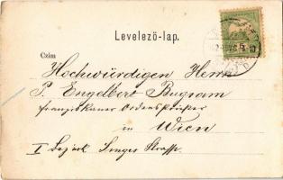 1902 Budapest I. Bomba tér (ma Batthyány tér), templom, piac, Hauer Antal kioszkja, gyárkémény (EK)
