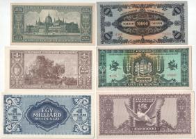 1946. 10.000MP-1.000.000.000MP (6xklf) T:AU-F szép papír