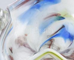 2 darab Murano üvegkosár, jelzés nélkül, anyagában színezett, m: 16-17 cm