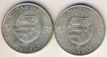 1947. 5Ft Ag "Kossuth" (2x) T:2+,2