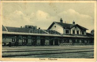 1927 Csorna, pályaudvar, vasútállomás. Lobenwein Harald fotóműterme (fl)