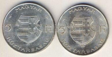 1947. 5Ft Ag "Kossuth" (2x) T:2+,2
