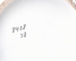 Szecessziós virágmintás porcelán kanna és cukortartó. Kézzel számozott, kopással, m: 11-21 cm