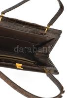 Krokodilbőr táska, jó állapotban, kis krokodilbőr erszénnyel, cca 28x25 cm