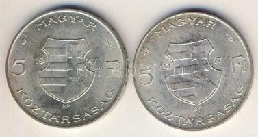 1947. 5Ft Ag "Kossuth" (2x) T:2+,2