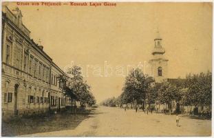 Perjámos, Periam; Kossuth Lajos utca, templom. W.L. 1327. / street, church (r)