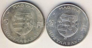 1947. 5Ft Ag "Kossuth" (2x) T:2+,2