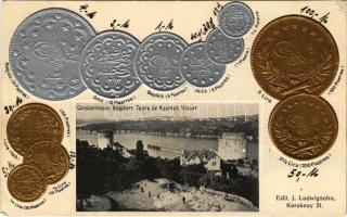 1917 Constantinople, Istanbul; Tours de Roumeli Hissar. Set of Turkish coins. Edit. J. Ludwigsohn Emb. litho (EK)