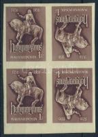 1956 Hunyadi János vágott négyestömb, benne fordított állású párok (**60.000)