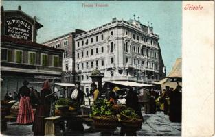 1908 Trieste, Trieszt; Piazza Goldoni / square, market (Rb)