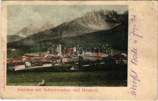 1902 San Candido, Innichen (Südtirol); Innichen mit Schusterspitze und Haunold (wet corners)