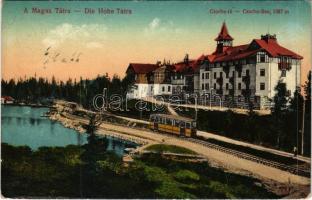 Tátra, Magas-Tátra, Vysoké Tatry; Csorba-tó, villamos / Strbské pleso / lake, tram (EK)