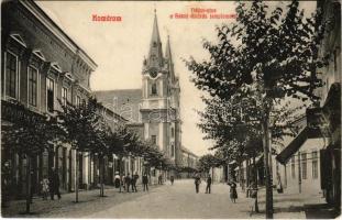 1910 Komárom, Komárno; Nádor utca, Szent András templom, üzletek. Czike Dénes kiadása / street view, church, shops (EM)