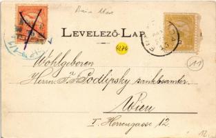 1902 Nagybánya, Baia Mare; Híd utca, Szegedy Kálmán üzlete, Singer Jakab bőrraktára, Kávéház és étte...