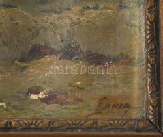 Olvashatatlan jelzéssel: Tengerpart. Olaj, karton. Kissé hullámos. Dekoratív fakeretben. 19x25 cm