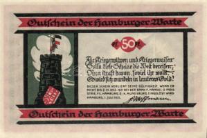 Német Birodalom/Weimari Köztársaság/Hamburg 1921. 50Pf + 75Pf + 1M 3klf db, teljes sor T:I