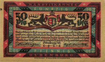 Német Birodalom/Weimari Köztársaság/Oldenburg 1921. 50Pf (6x) 6klf db, teljes sor T:I