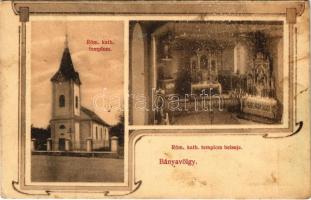 Bányavölgy, Duplin, Duplín; Római katolikus templom, belső. Divald Károly Fia kiadása / Catholic church, interior. Art Nouveau (fl)