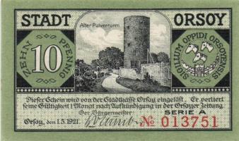 Német Birodalom/Weimari Köztársaság/Orsoy 1921. 10Pf + 25Pf + 50Pf 3klf db, teljes sor T:I