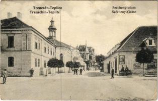 1909 Trencsénteplic, Trencianske Teplice; Szécheny utca, üzlet. Steiner Samu kiadása / street view, shop (EB)